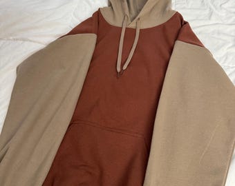 Cocoa & Brown Savana Color Block Sweater, Two Tone Hoodie
