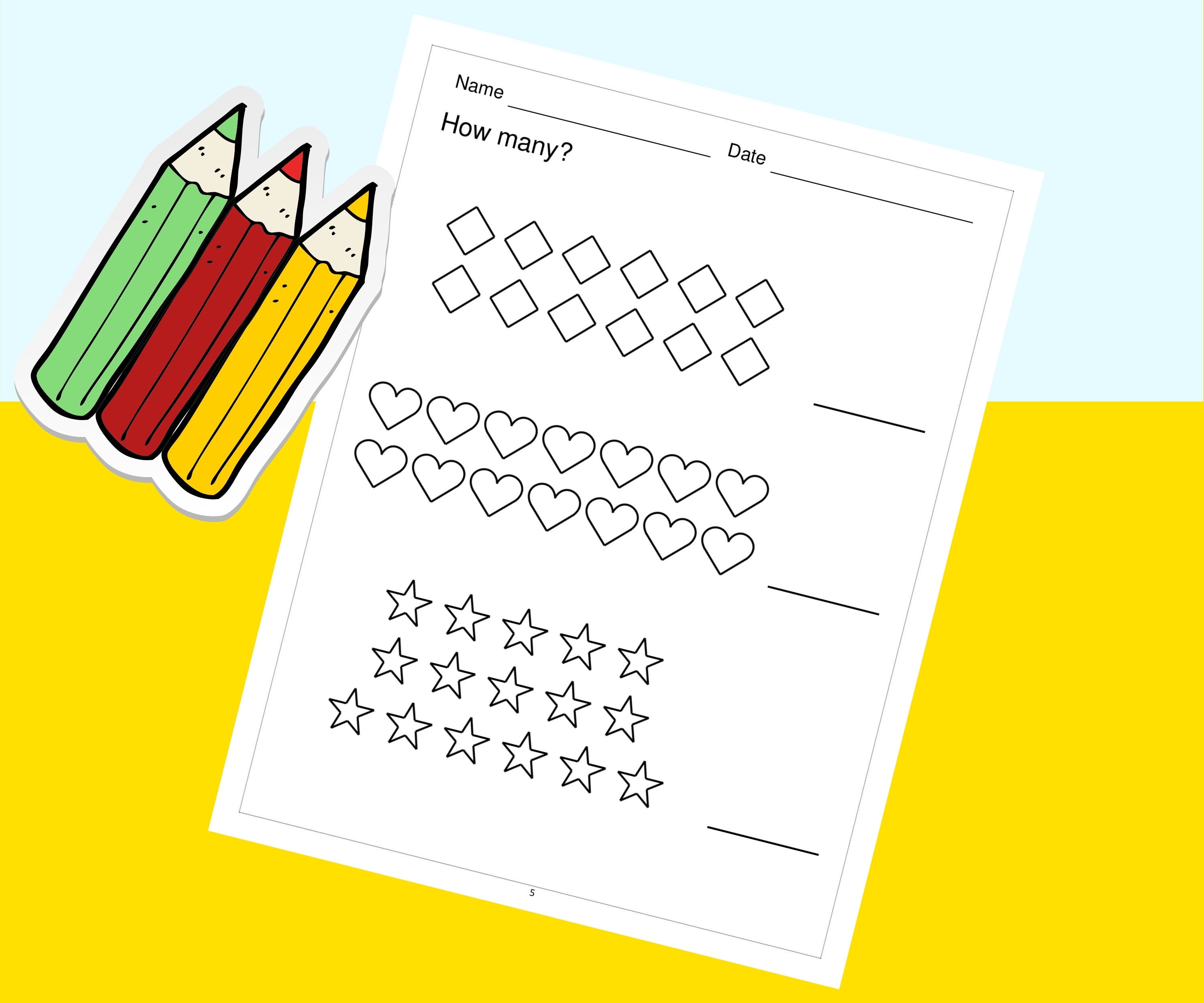 Math Activity for Preschool Kids Math Worksheets Preschool | Etsy