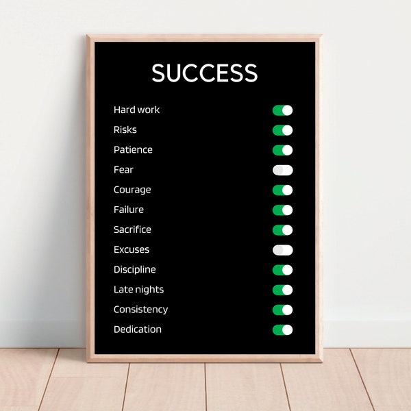 Success Inspirational Quote Print Wall Art, Entrepreneur Success Wall Art, Success Quotes Print, Motivation Wall Art for Office Decor