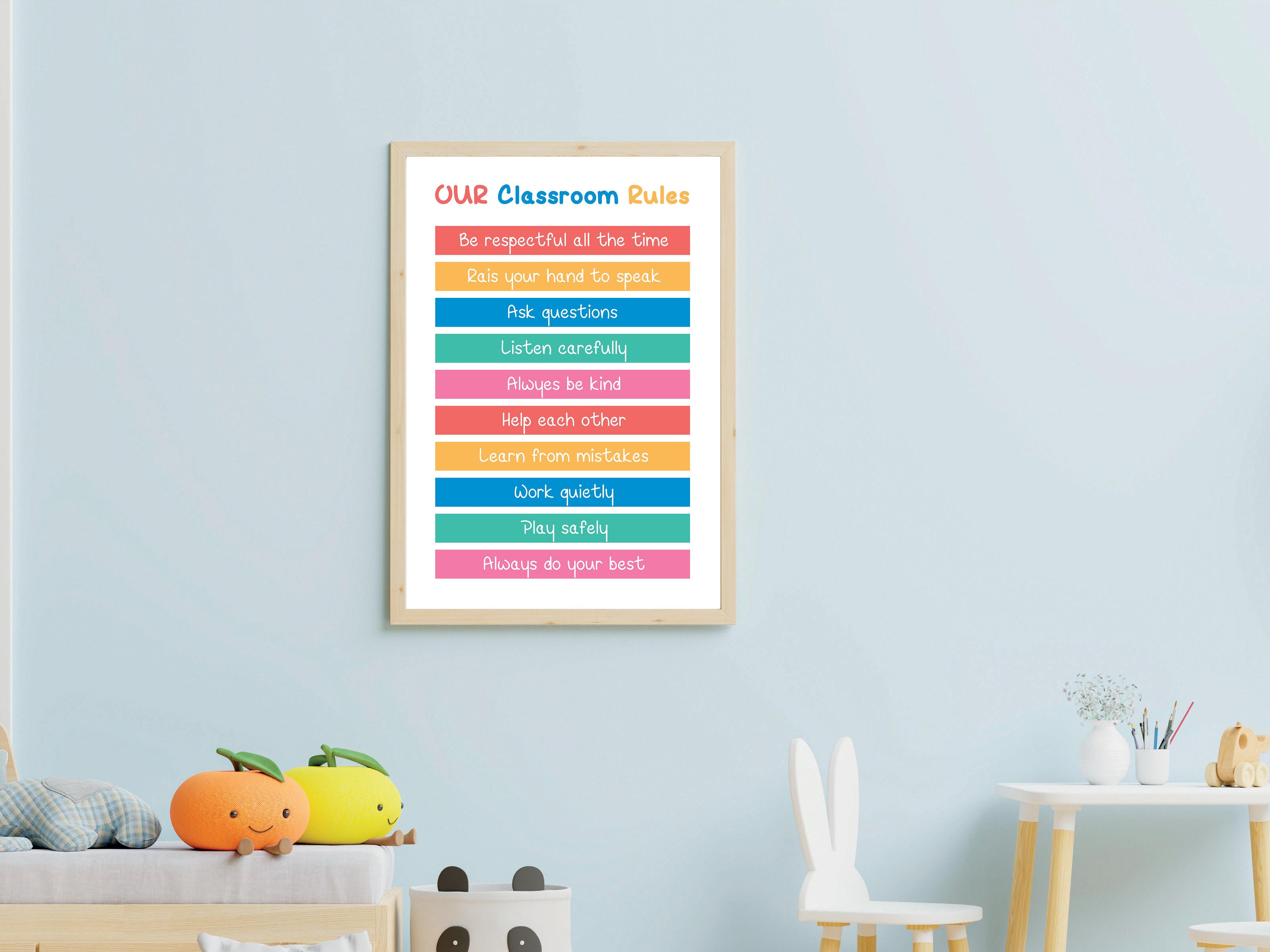 Digital Classroom Rules Poster Classroom Sign Educational Etsy