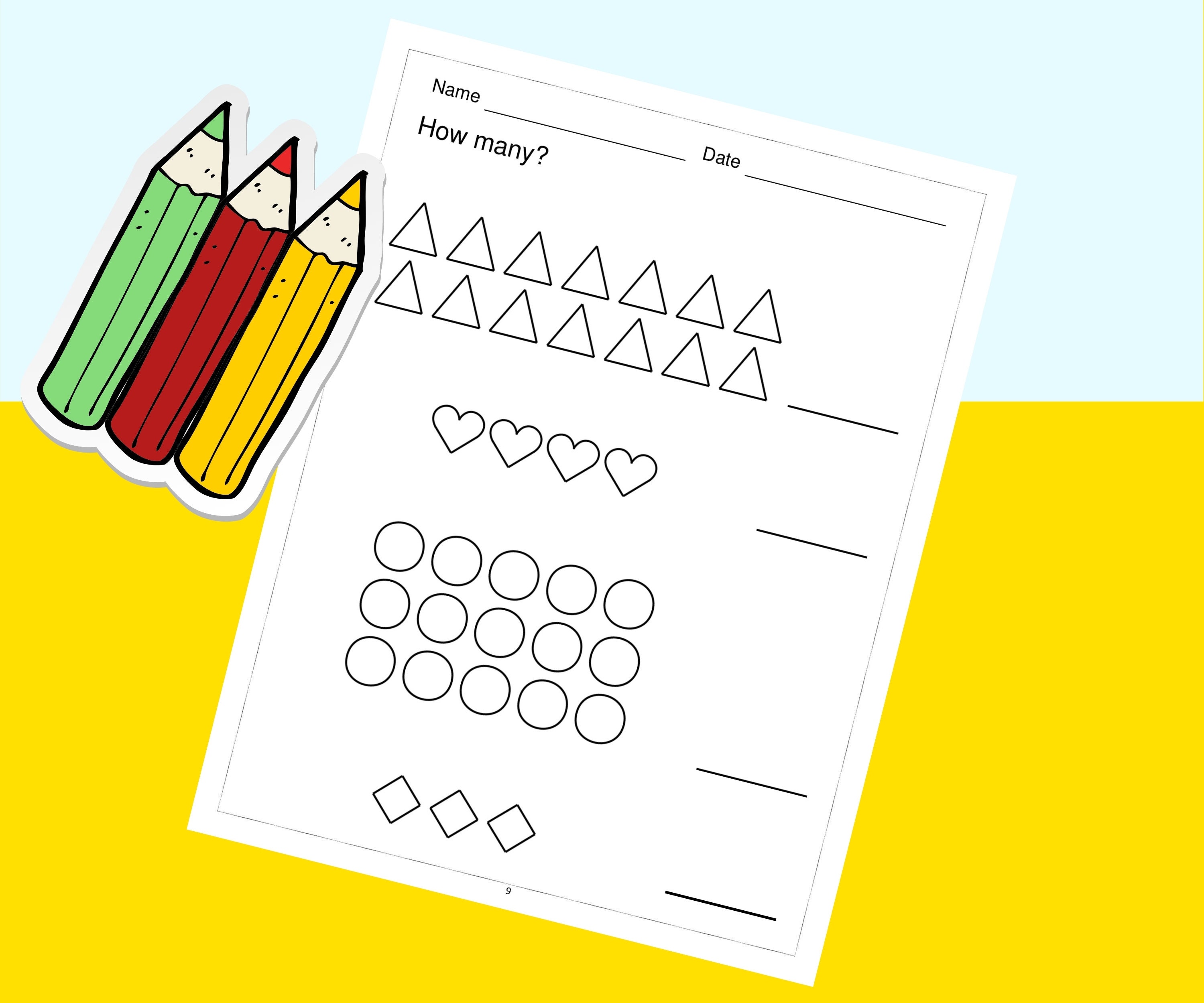 Math Activity for Preschool Kids Math Worksheets Preschool | Etsy