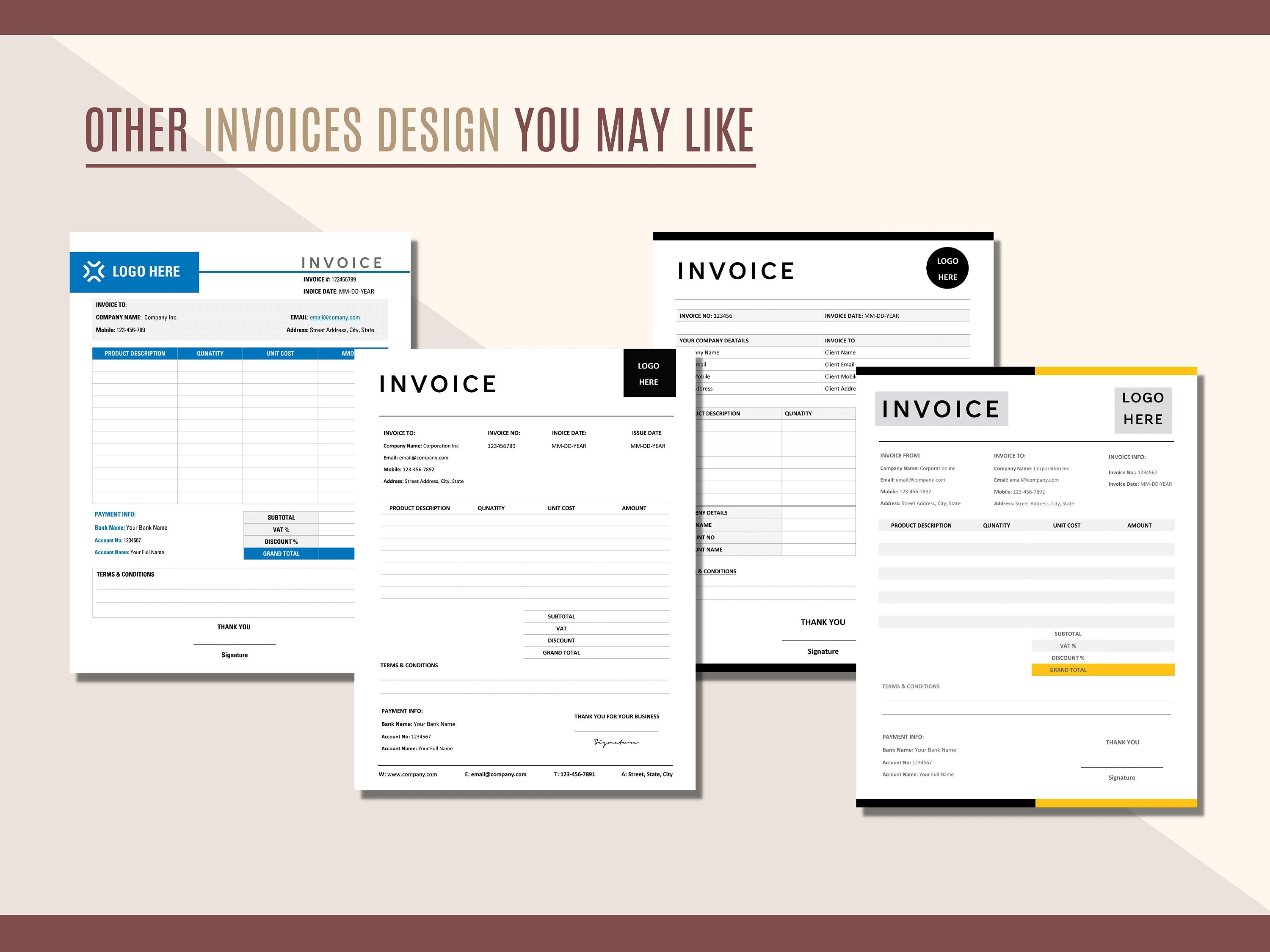 Invoice Template Word Invoice Template Download Editable - Etsy
