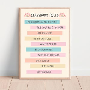 Classroom Rules Poster, Classroom Sign, Educational Learning Poster, Classroom Decor, Learning Prints, Teacher Print