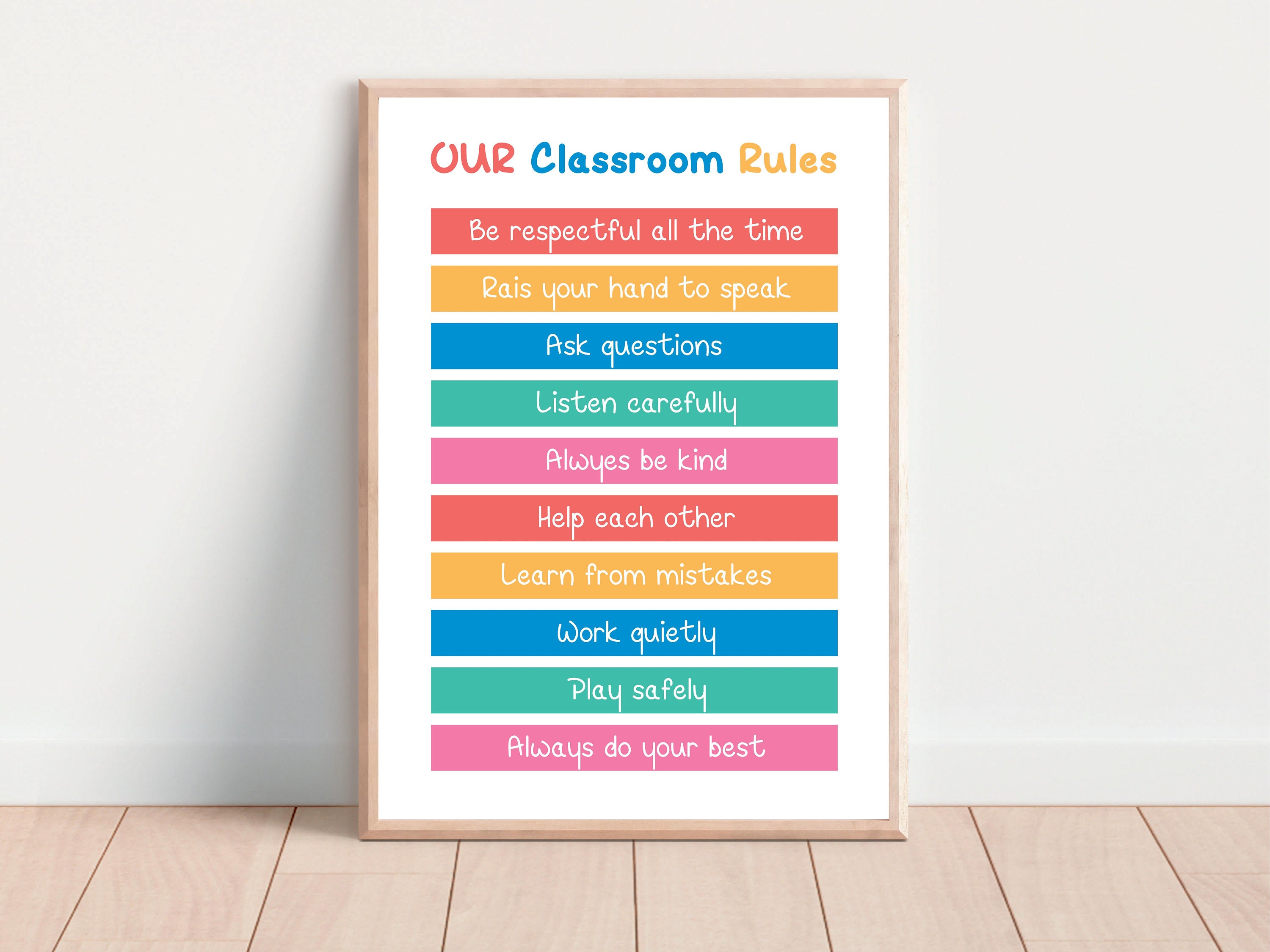Digital Classroom Rules Poster Classroom Sign Educational Etsy