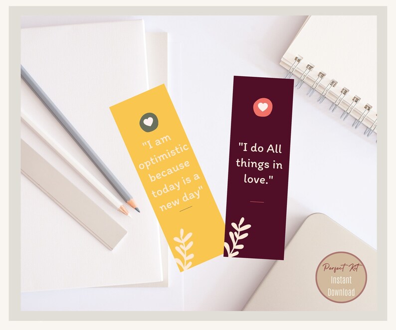 Positive Affirmations Bookmarks, Printable Inspiring Bookmarks ...