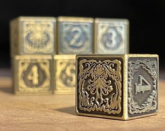 Glänzendes Hexahedron: Cthulhu D6 Metallwürfel Galvanisierte Zinklegierung Cuboid RPG Brettspiele Wahrsagen Entscheidung Dice Clark Ashton Smith