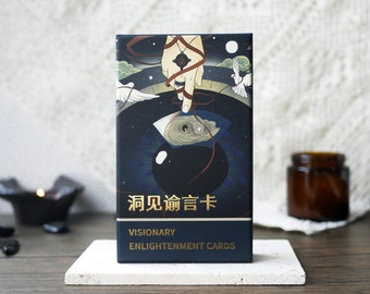 Visionary Enlightenment Oracle Inspiration Cards Spiritual Revelation Meditation Healing Journey Inner Peace Soul Searching Navy Blue Gifts