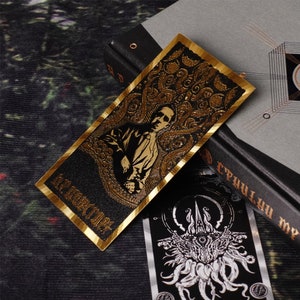 Marcapáginas de aluminio de los Mitos de Cthulhu de Shaggai, dorado y plateado, Lovecraft, Nyarlathotep, Hastur, Yog-Sothoth, Azathoth, regalos para amantes de los libros.
