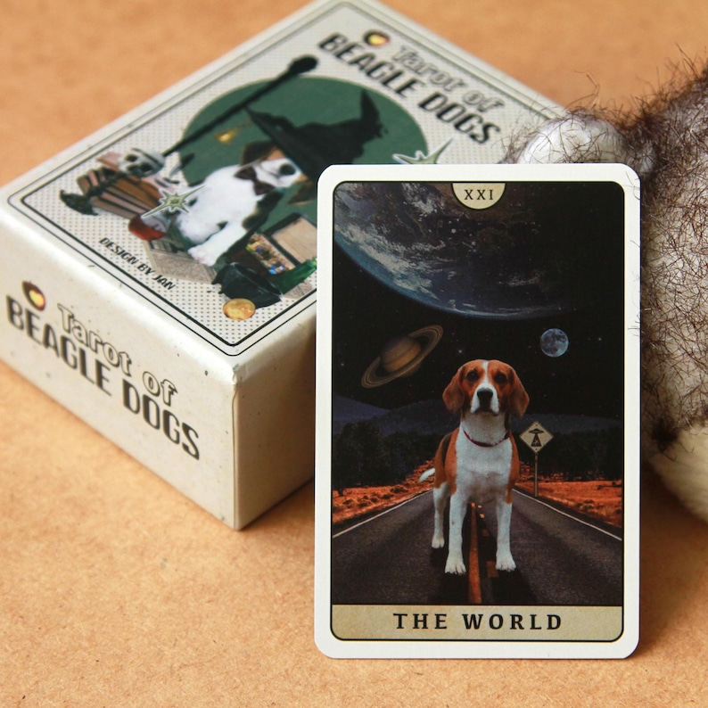 Tarot of Beagle Dogs Rider-Waite Deck for Dog Lovers Custom Tarot Pouch Pet-Friendly Pawsitive Healing Glossy Finish Black Core Cardstock image 6