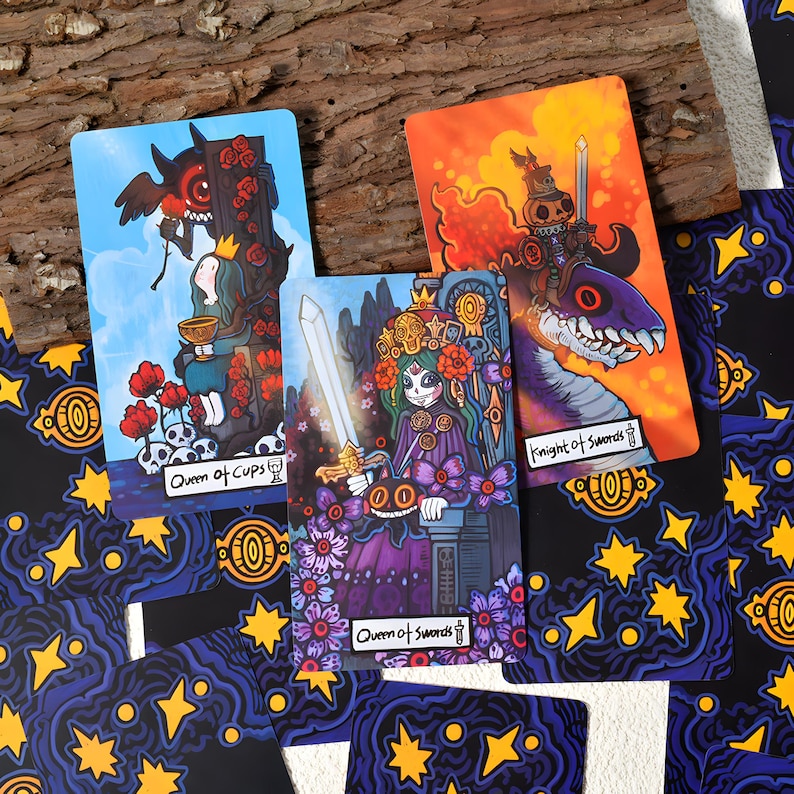 Whimsical Realm of Oddities Tarot Deck – Surreal Cat & Skeleton, Cartoon Fantasy Divination Cards, Deluxe or Tin Edition with Guidebook image 10