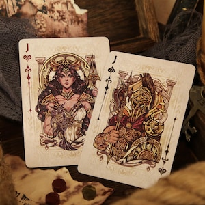 Greek Mythology Playing Cards Ancient Greek Pantheon Epic Tales Mythical Creatures Parchment Texture Custom Pips & Suits Cardistroy Oiling image 9