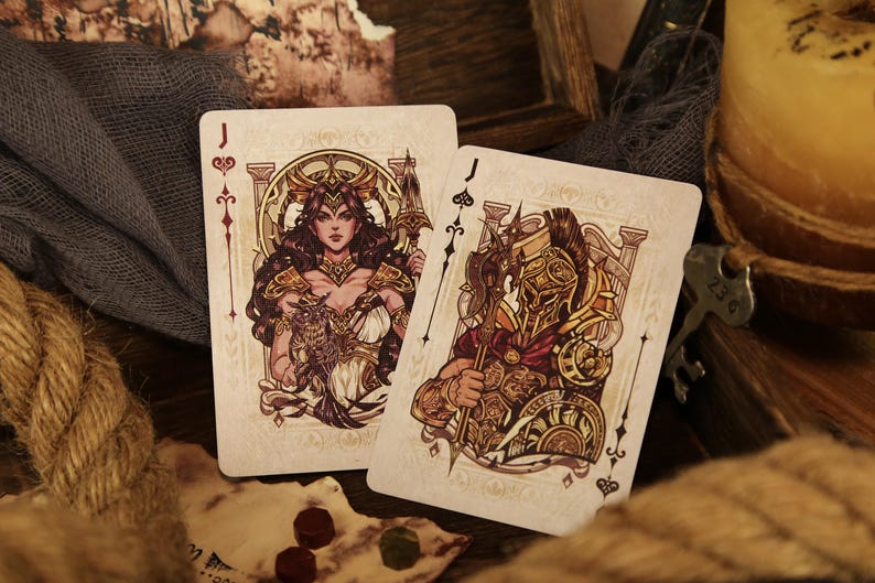 Greek Mythology Playing Cards Ancient Greek Pantheon Epic Tales Mythical Creatures Parchment Texture Custom Pips & Suits Cardistroy Oiling image 9