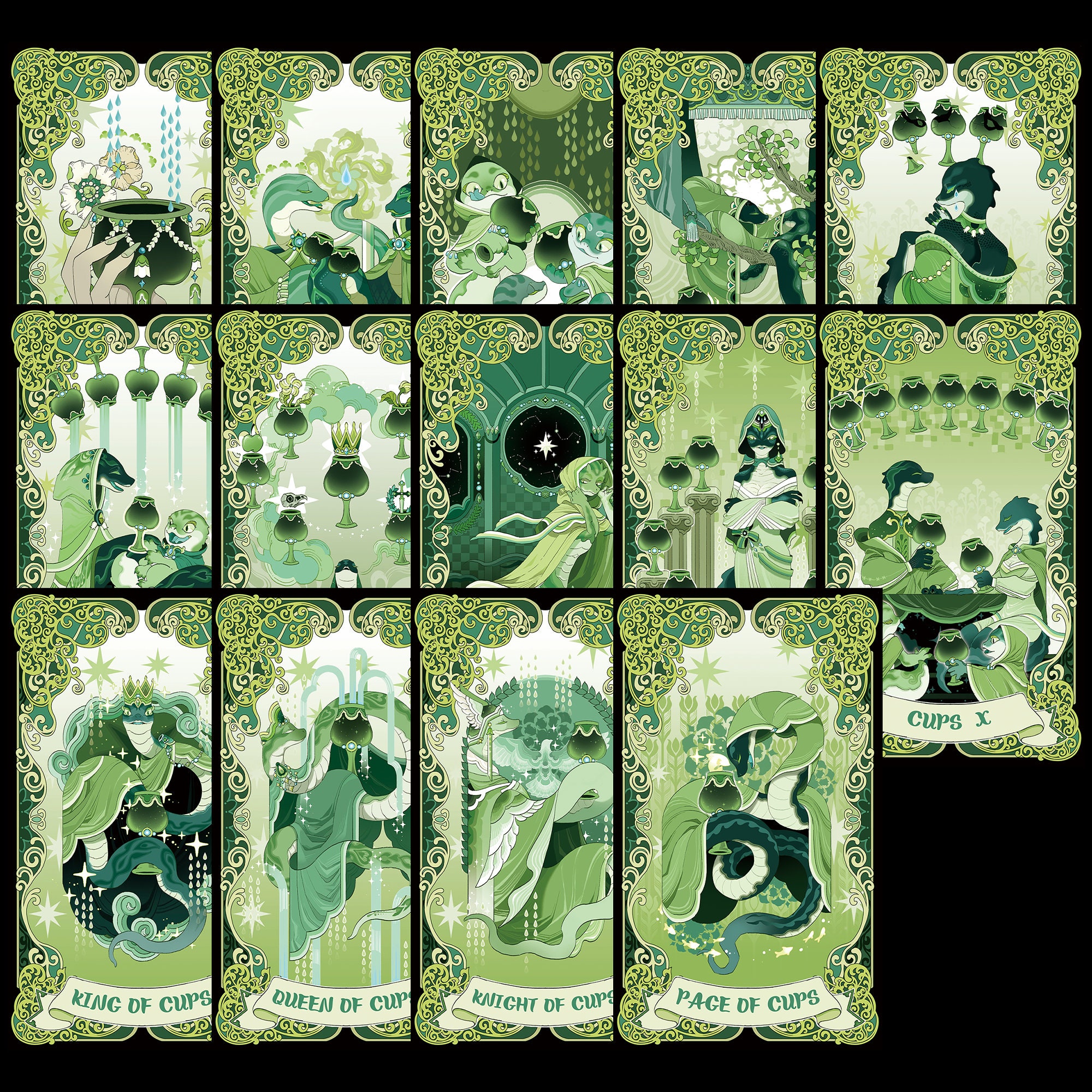 Tarot Design Tree Green Trace RWS Tarot Forest Fantasy Verdant Palette Nature Art ...