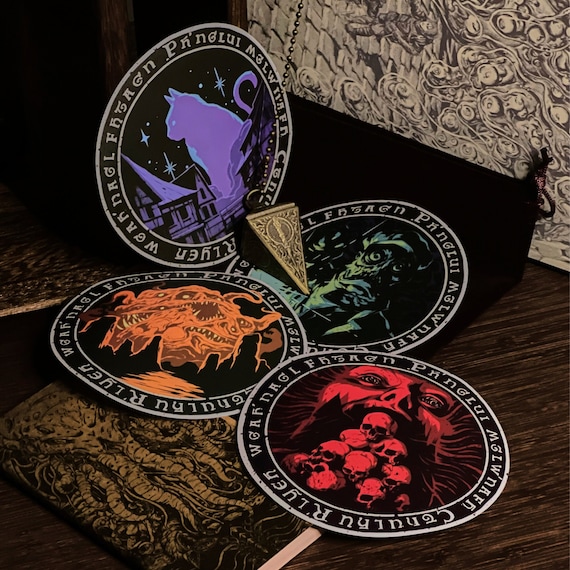 Cthulhu Mythos PVC Vinyl Stickers | 12pc | Story of H.P. Lovecraft | Waterproof | No Disturbing Glue Mark