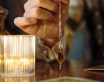 Lord of Mysteries Klein Series "Spirit Pendulum" Handcrafted Steampunk Pendant Necklace Divination Accessory Tarot Pendulum Smoky Citrine