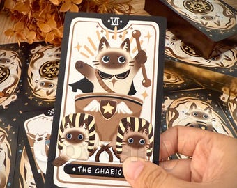 Mocha Siamese Tarot | 78-Card Rider-Waite Deck | Guidebook Included