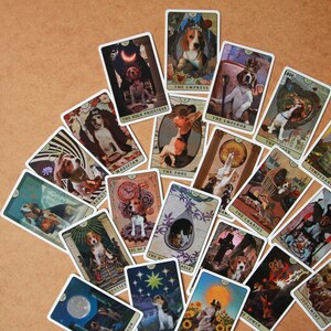 Tarot of Beagle Dogs Rider-Waite Deck for Dog Lovers Custom Tarot Pouch Pet-Friendly Pawsitive Healing Glossy Finish Black Core Cardstock image 7