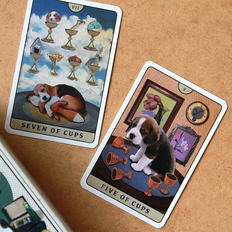Tarot of Beagle Dogs Rider-Waite Deck for Dog Lovers Custom Tarot Pouch Pet-Friendly Pawsitive Healing Glossy Finish Black Core Cardstock image 9