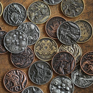 The Myth of Cthulhu Collectible Metal Coins 18 Lovecraftian Deities Cthulhu Mythos Must-Have Gold Silver Bronze Antique Plating 3D-Sculpted