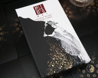 古代神話のオラクルカード、中国神話の天体図、金箔押しコート紙