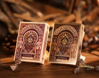 Naipes de mitología griega, panteón griego antiguo, cuentos épicos, criaturas míticas, textura de pergamino, palos y figuras personalizadas, engrasado de Cardistroy