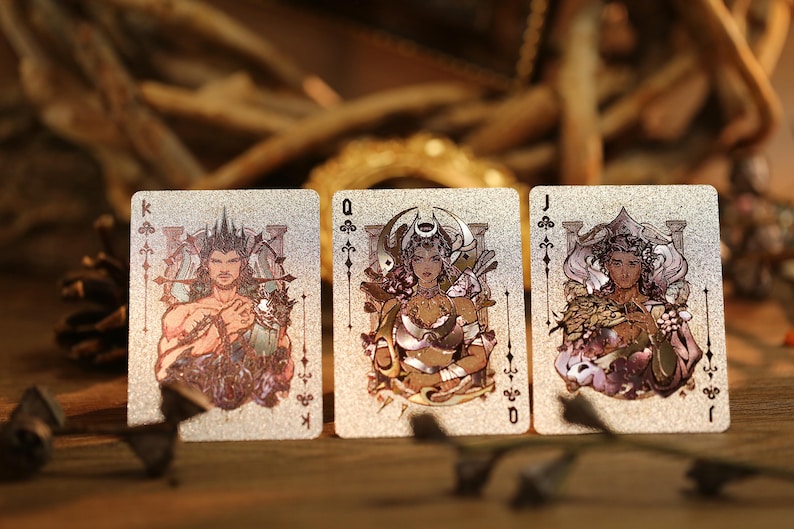 Greek Mythology Playing Cards Ancient Greek Pantheon Epic Tales Mythical Creatures Parchment Texture Custom Pips & Suits Cardistroy Oiling image 5