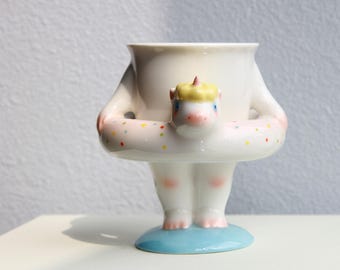 スイミングリングカップコレクション｜遊び心あふれる動物マグカップ、斬新なセラミック製、楽しい夏のドリンクウェア、ユニークなギフト