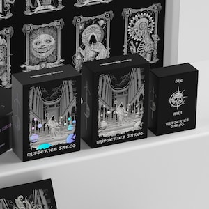 Tarot Misterios Edición "Sombra" RWS Fantasía oscura Arte Isekai Mitos de Cthulhu Ocultismo Luz y sombra Dibujo en blanco y negro con bolígrafo de punta fina