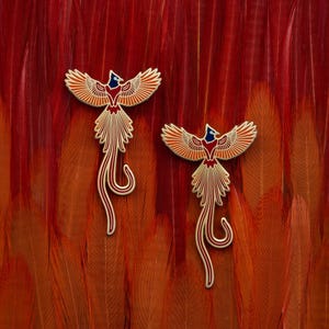daparo Enamel Pins &quot;Indian Paradise Flycatcher&quot; Auspicious Animal Harbinger of Longevity Birdie Bliss Artistic Amulet Gift for Bird Lovers