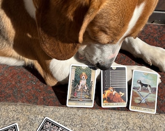 Tarot of Beagle Dogs Rider-Waite Deck for Dog Lovers Custom Tarot Pouch Pet-Friendly Pawsitive Healing Glossy Finish Black Core Cardstock
