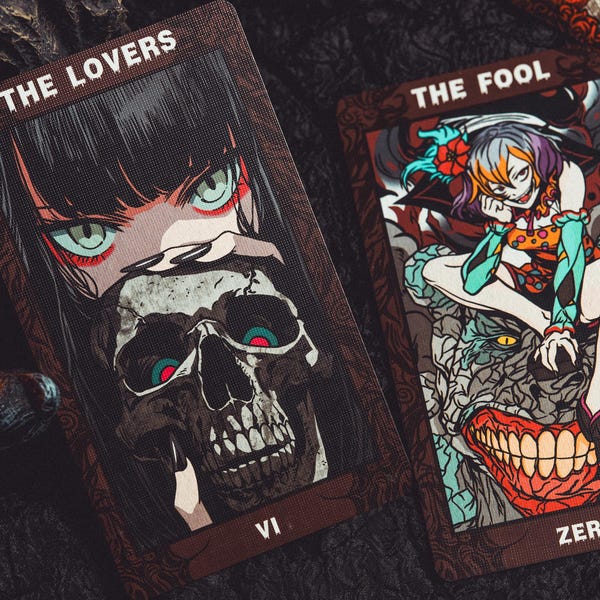 Soul Splash Tarot Rider-Waite Comic Art Ilustraciones personalizadas Inspirado en el manga japonés Escalofriante Lindo Grotesco Brujería Arcanos mayores Regalo para ella