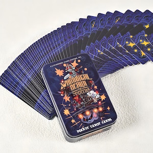 Whimsical Realm of Oddities Tarot Deck – Surreal Cat & Skeleton, Cartoon Fantasy Divination Cards, Deluxe or Tin Edition with Guidebook Tin