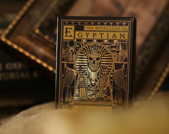 Mythologie égyptienne Cardistry Cartes à jouer Objets de collection en métal Art ancien exotique Dieux Déesses Archiprêtres Pharaons Reines phosphorescentes