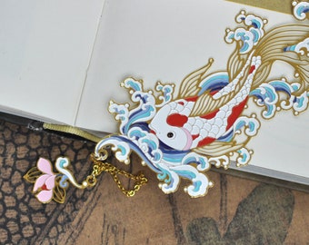 Auspicious Tier Metall Lesezeichen Koi Fisch-elegantes orientalisches Design Farbfüllung durch Hand-Präzisions-Radierung-Geburtstags-Geschenk-Glück