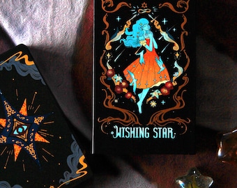 Wishing Star Tarot Rider-Waite Galaxy-Themed Celestial Guidance Spiritual Gift for Psychics Black Core Linen Finish Blue Foiling Gilt Edge