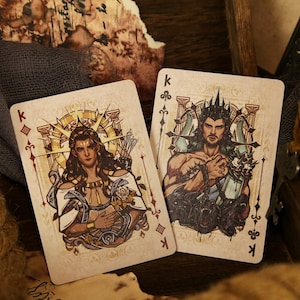 Greek Mythology Playing Cards Ancient Greek Pantheon Epic Tales Mythical Creatures Parchment Texture Custom Pips & Suits Cardistroy Oiling image 10