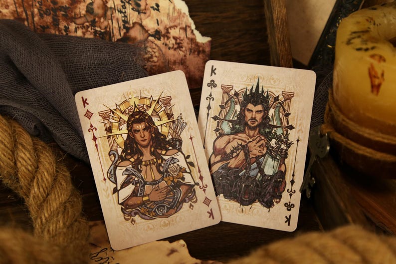 Greek Mythology Playing Cards Ancient Greek Pantheon Epic Tales Mythical Creatures Parchment Texture Custom Pips & Suits Cardistroy Oiling image 10