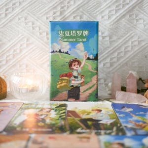 Summer Tarot Rider-Waite Slice of Life Anime-Inspired Nostalgic The Fool's Journey Sun-Kissed Summer Vibe Art Paper Matte Finish Foreign Art