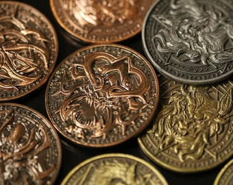 Seven Deadly Sins Collectible Metal Coins laiton antique couleur bronze