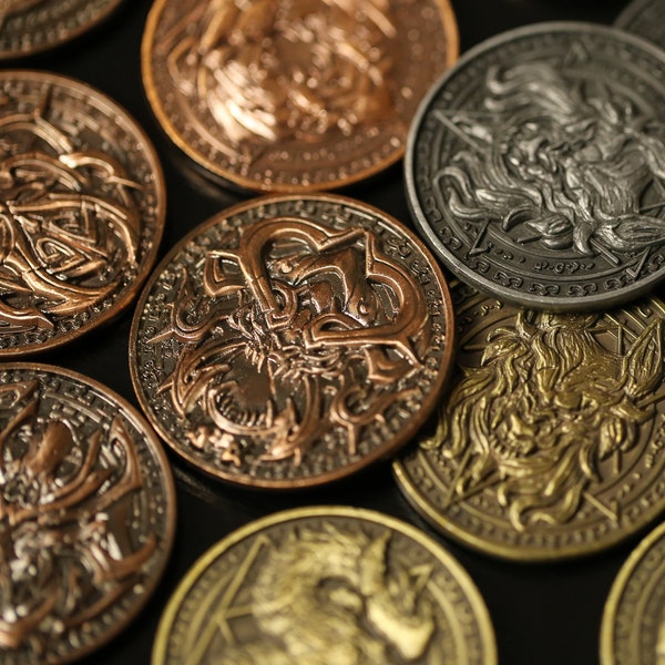 Seven Deadly Sins Collectible Metal Coins antique brass bronze color