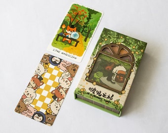 Boji Journey Tarot RWS Cartoon Theme Beginner-Friendly Tarot For Children Personified Animals Quirky Fairies Enchanted Forest Cute Gifts