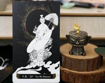 古代神話のオラクルカード、中国神話の天体図、金箔押しコート紙