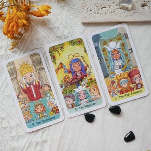 Little Theater Tarot Rider-Waite 79 Custom Illustrations Tarot for Beginners Comic Art Kawaii One-of-a-Kind Unique Gift Divination at Home