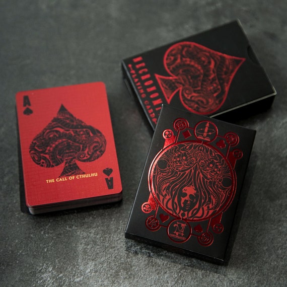 lovecraftian mtg cards Great Old One Cthulhu Mythos Playing  Vermilion Collection featuring clean face cards without the sprawling tentacles found in the other editions Lovecraft-inspired Magic: The Gathering custom