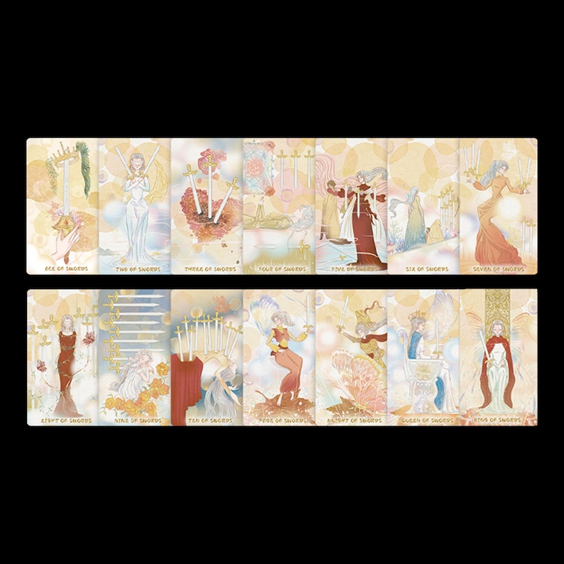 Gilded Rider Waite Serenity Tarot Rider-waite 80 Cards Four Seasons Artwork Coated-2-side ...