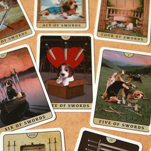 Tarot of Beagle Dogs Rider-Waite Deck for Dog Lovers Custom Tarot Pouch Pet-Friendly Pawsitive Healing Glossy Finish Black Core Cardstock image 14