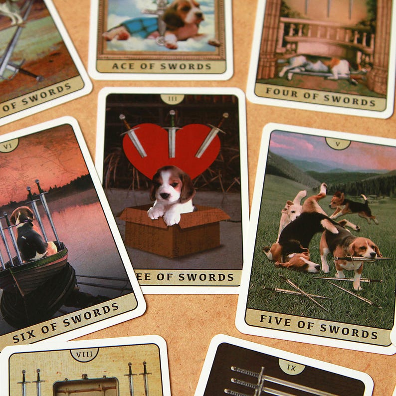 Tarot of Beagle Dogs Rider-Waite Deck for Dog Lovers Custom Tarot Pouch Pet-Friendly Pawsitive Healing Glossy Finish Black Core Cardstock image 14