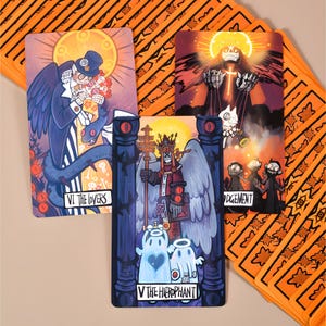 Whimsical Realm of Oddities Tarot Deck – Surreal Cat & Skeleton, Cartoon Fantasy Divination Cards, Deluxe or Tin Edition with Guidebook image 5