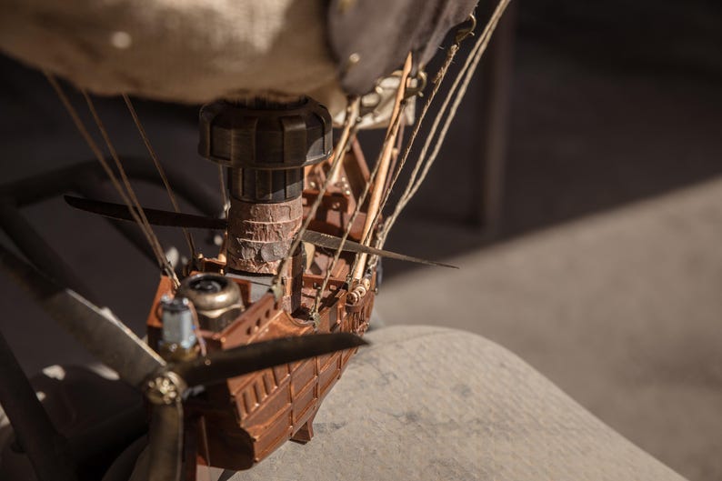 Handcrafted Steampunk Zeppelin Airship Model Dirigible Sculpture ...