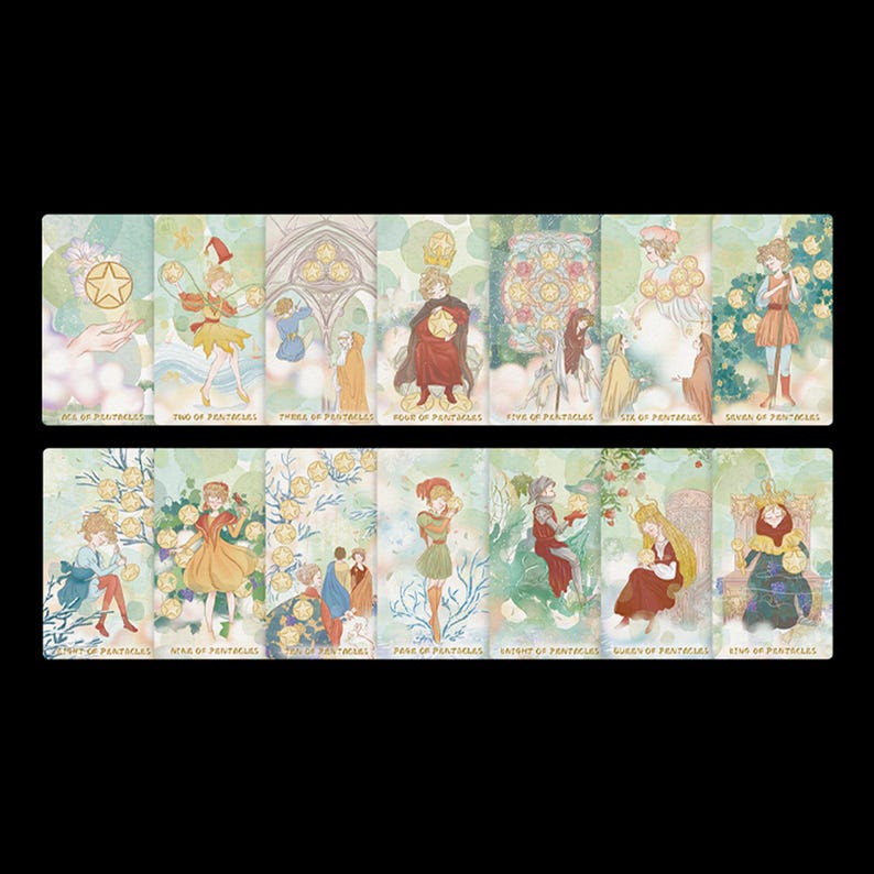 Gilded Rider Waite Serenity Tarot Rider-waite 80 Cards Four Seasons Artwork Coated-2-side ...